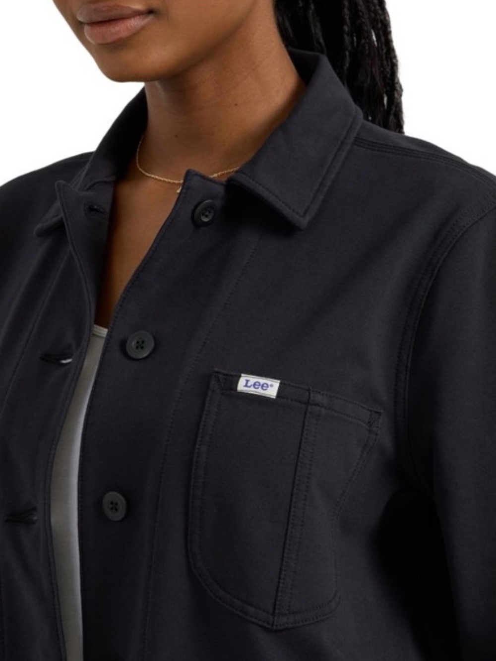 LEE WOMEN’S COTTON BUTTON UP CHORE JACKET FALL LAYERS WORKWEAR Unionall Black S - Picture 3 of 4